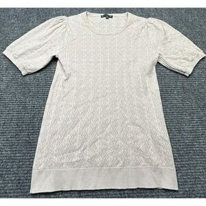 Adrianna Papell Sweater Womens Medium Knit Pullover Short Sleeve Diamond Pattern